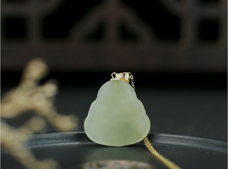 Laughing Buddha Peace & Abundance Hetian Jade Pendant Necklace