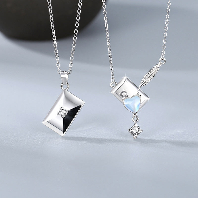 Love Across the Miles-Love Letter Sterling Silver Couple Necklaces