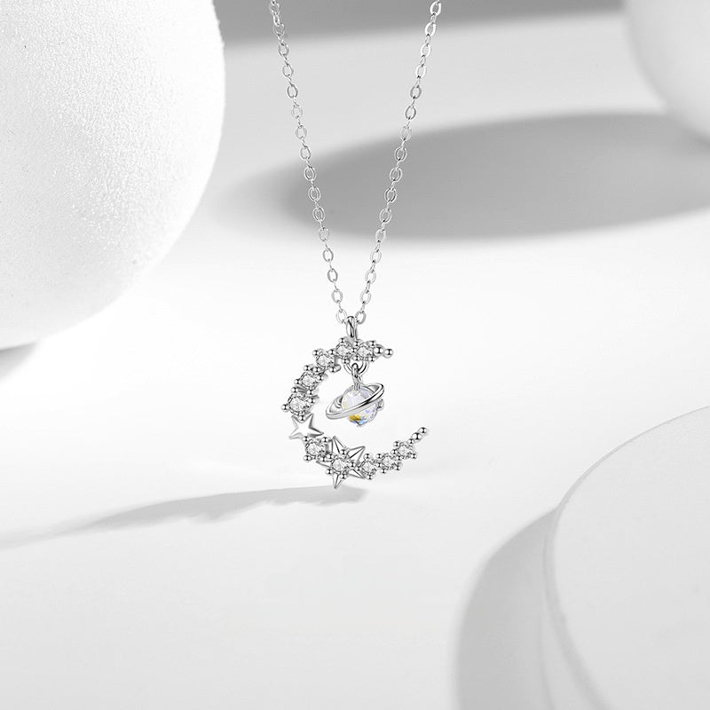 Moon and Stars S925 Silver Necklace-Kept Close
