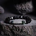 Blessings and Harmony-999 Fine Silver Auspicious Words Rhombus Obsidian Beaded Bracelet