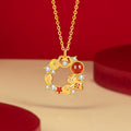 Horse and Coin Red Agate Necklace-Prosperity on Its Way