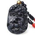 Black Obsidian “Flying Pixiu” Pendant – Hand-Carved Guardian of Wealth & Power