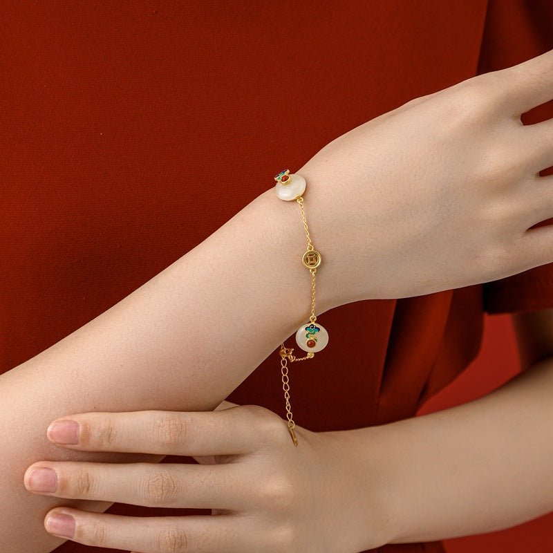 Cloud & Coin Nephrite Jade Bracelet-A Wish for Fortune
