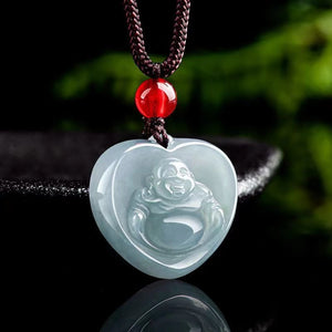 Laughing Buddha White Jade Pendant-Wisdom and Enlightenment