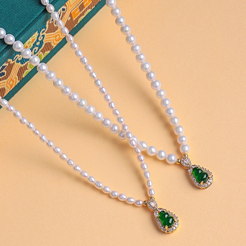Fortune & Blessing Gourd Pearl Necklace – A Gift of Love, Luck & Prosperity