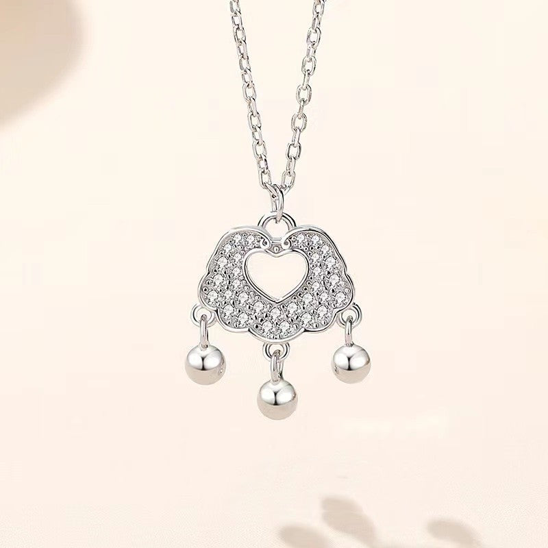 Feng Shui longevity Lock Necklace-Zirconia Charm