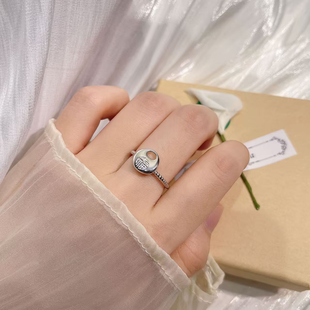 Silver Blessing Pouch Ring – A Symbol of Peace, Harmony & Grace