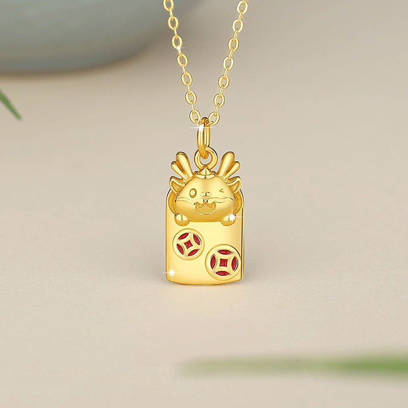 Little Dragon Coin Necklace-Good Wishes Ahead