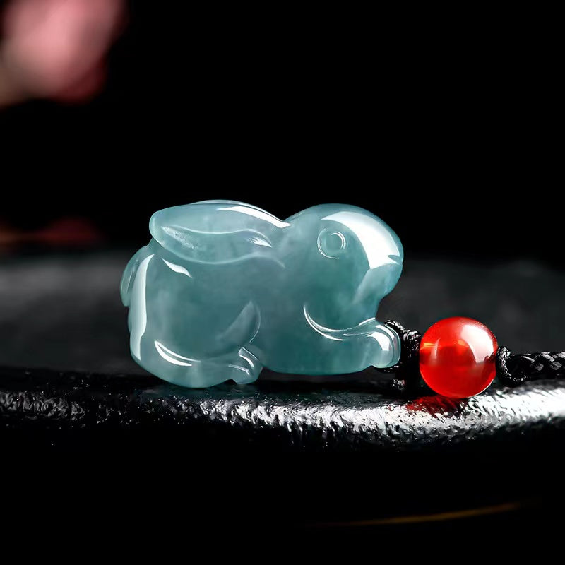 Lucky Rabbit Ice Jade Pendant-Natural Grade A Jade