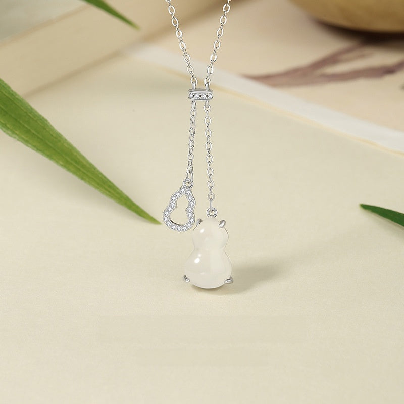 Double Gourd Chalcedony Tassel Necklace-Fortune and Prosperity