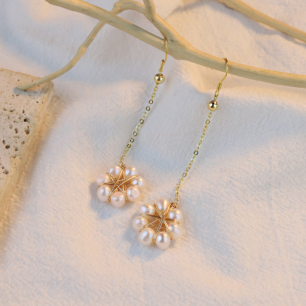 Freshwater Pearl Bird's Nest Drop Earrings-Radiant Grace