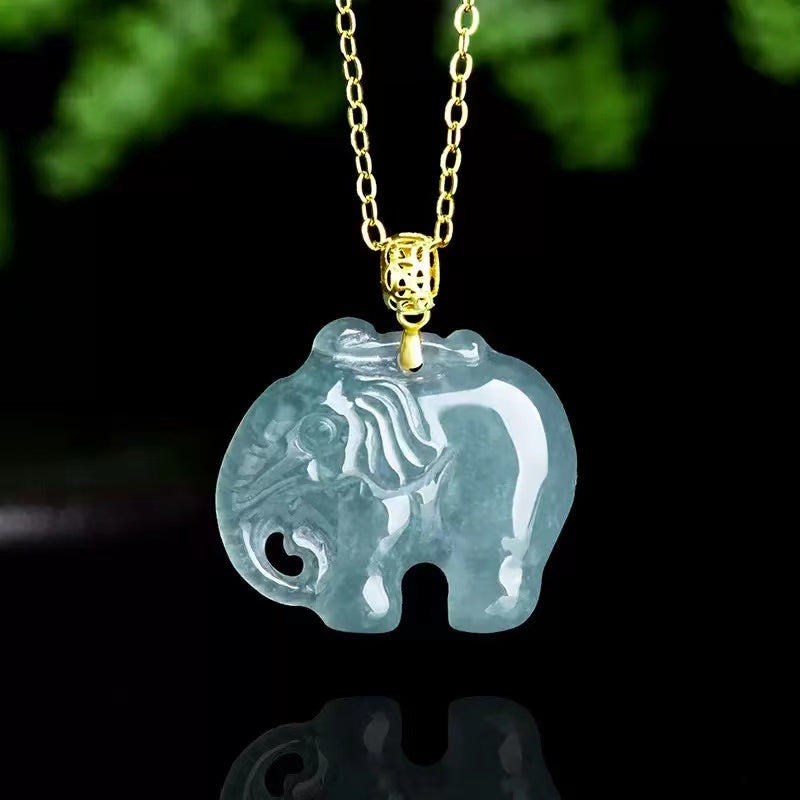 Spirit of Wisdom Elephant Jade Necklace