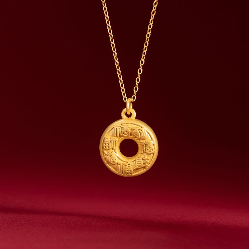 Fu Blessing Peace Disc Necklace-Good Fortune Alongside