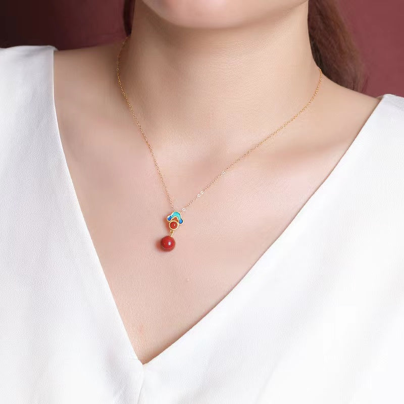 Auspicious Clouds Red Agate Necklace -Lucky and Prosperity