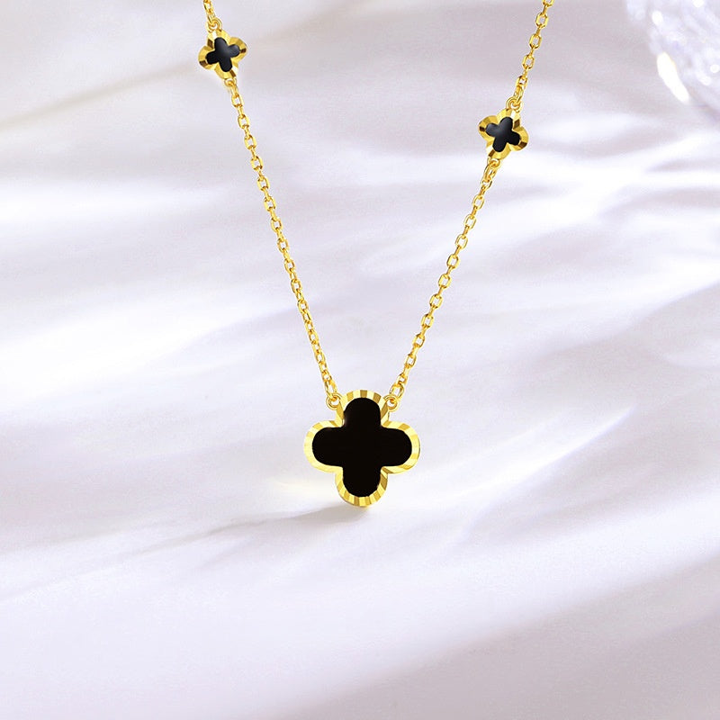 Four-Leaf Clover Gilded Silver Necklace-Grace and Fortune