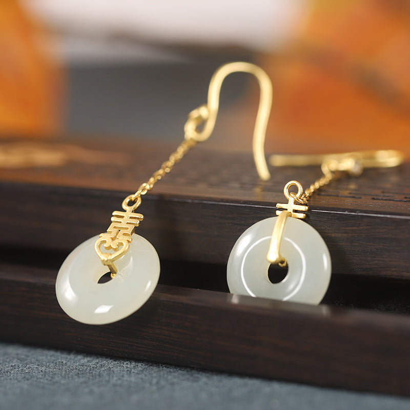 Double Happiness Nephrite Jade Drop Earrings-Joy Shared