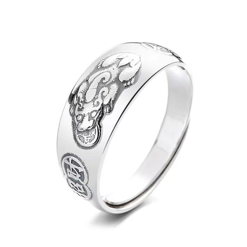 Wealth Pixiu Handmade Carved Silver Ring-Attract Luck