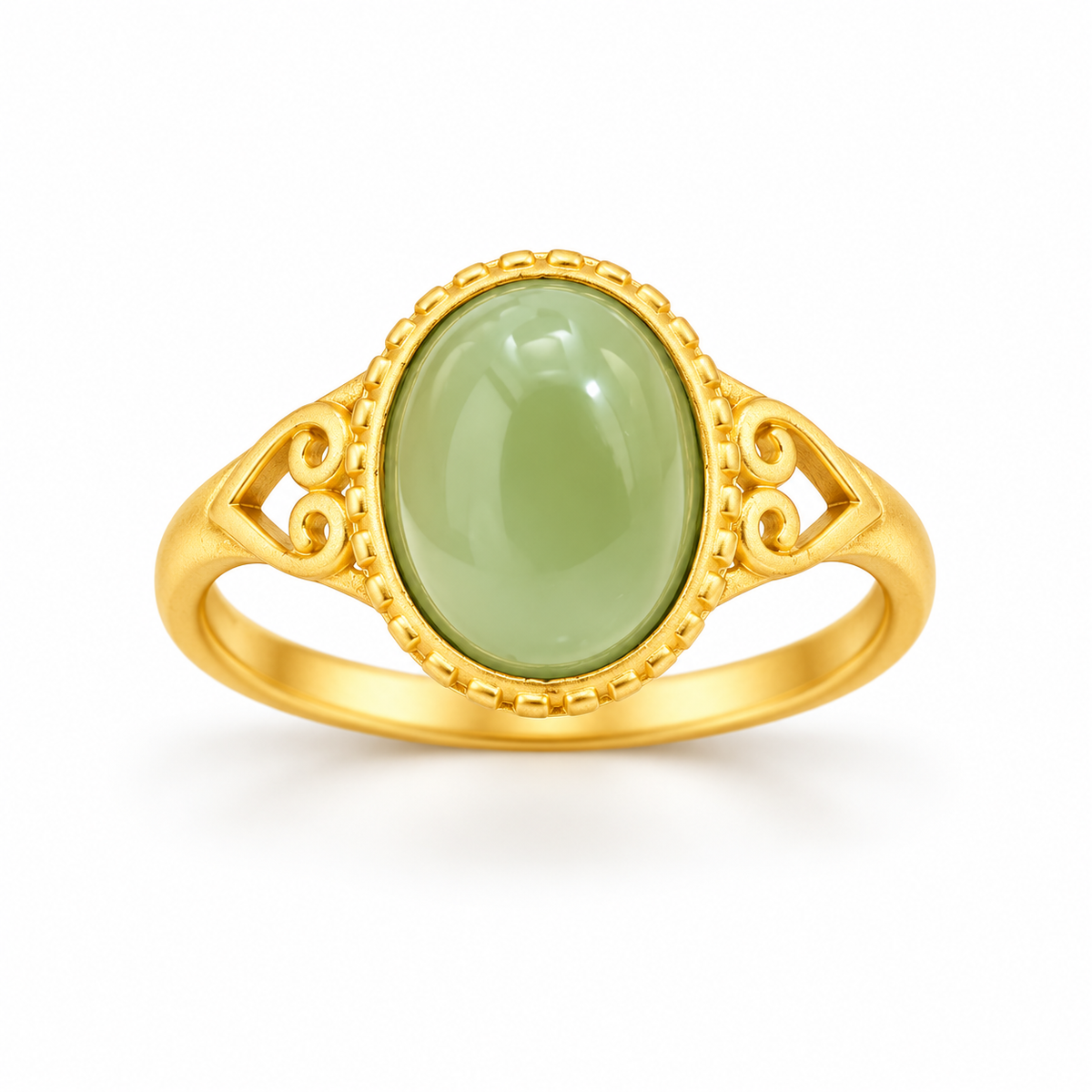 Glücksverheißender Ring aus natürlicher Hetian-Grünjade