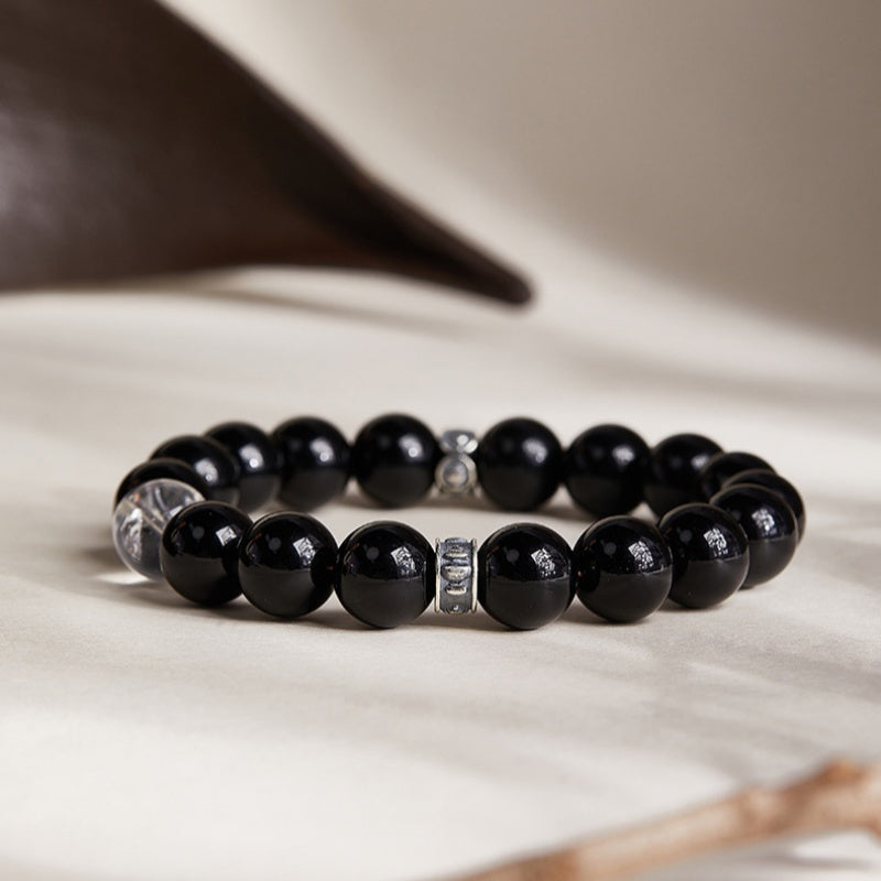 Treasure Vase Obsidian & Clear Quartz Bracelet-Wisdom & Grace