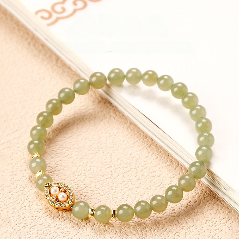 Hetian Jade Pearl Cluster Bracelet-Refined Balance