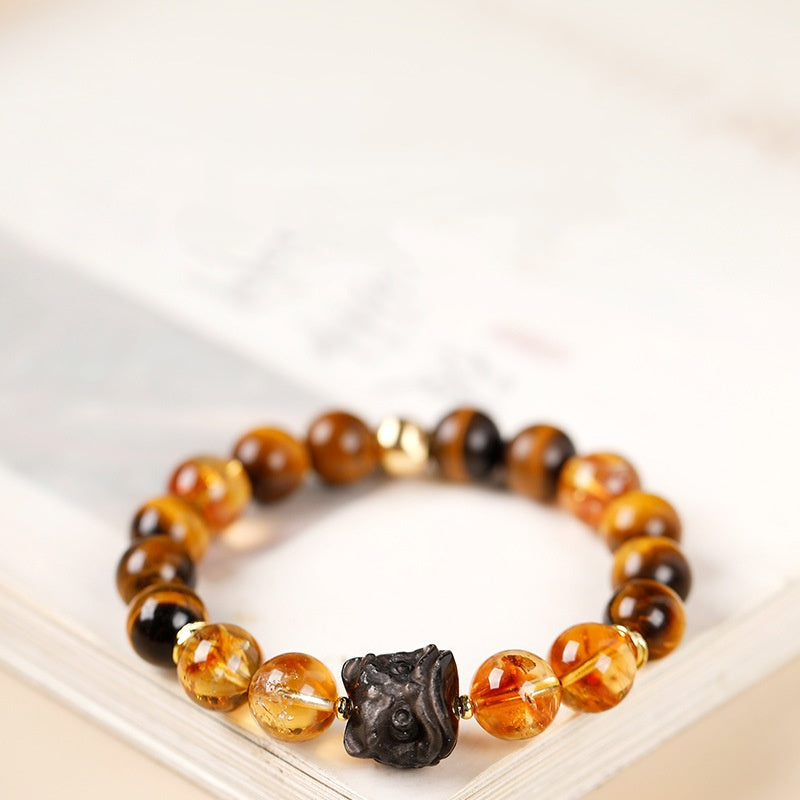 Guardian Lion Citrine Bracelet-Courage, Focus & Steady Confidence