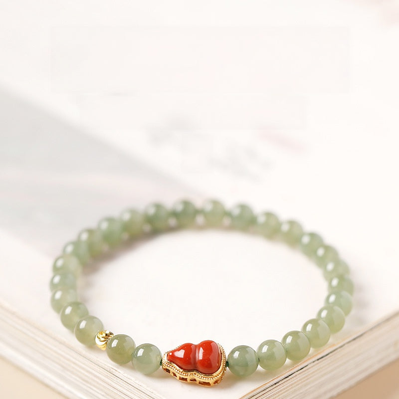 Red Agate Gourd Hetian Jade Bracelet-Gentle Momentum