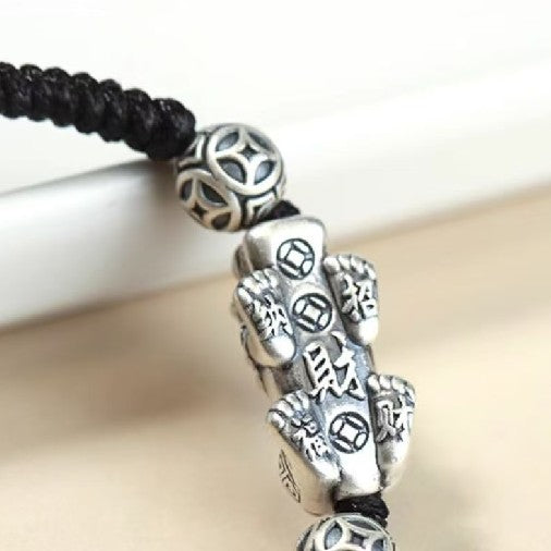 Silver Pixiu Vintage Coin Bead Bracelet-Attract Luck