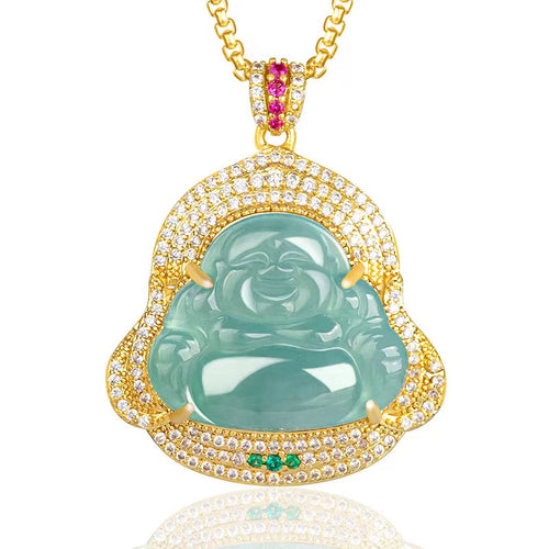 Laughing Buddha Ice Jade Necklace-Present Awareness