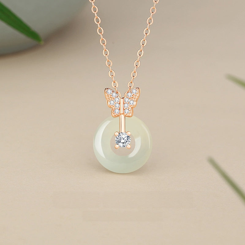 Butterfly Nephrite Jade Necklace-Peace and Happiness