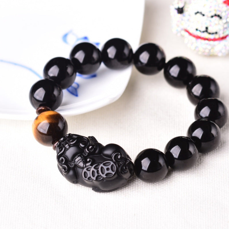 Matte Obsidian Pixiu Bracelet-Steady Fortune