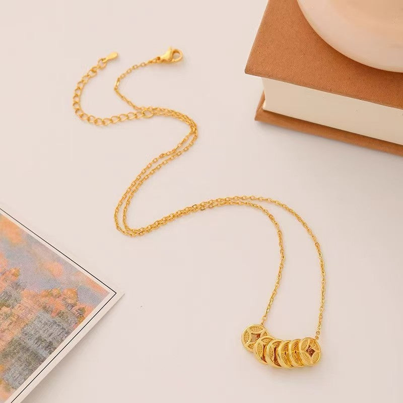 Prosperity Flow Coin Pendant Gold-Plated Silver Necklace