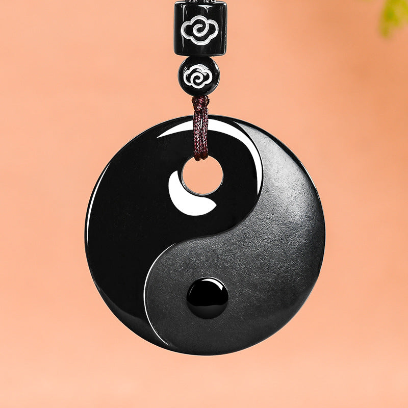 Natural Black Jade Yin Yang Tai Chi Pendant-Balance Protection