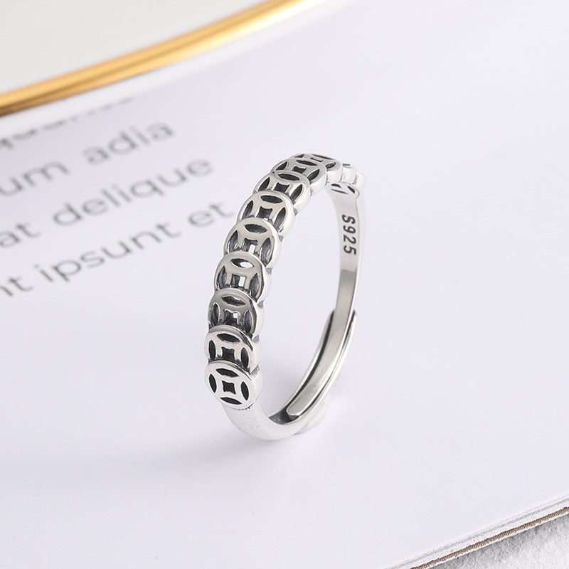 Wealth Coin 925 Sterling Silver Ring-Serene Prosperity