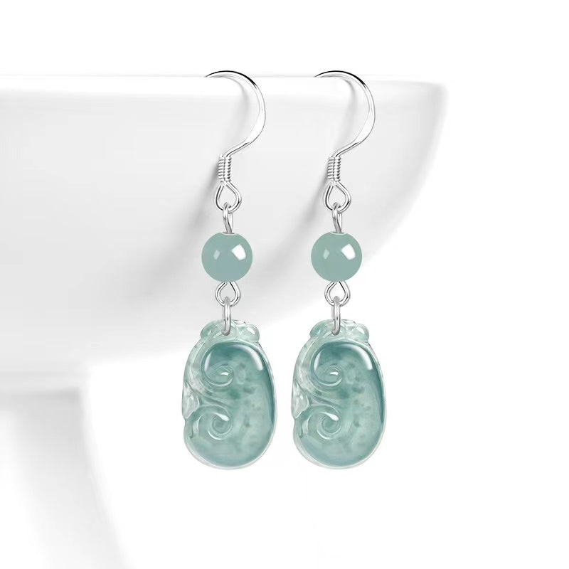 Ruyi Ice Jade Earrings