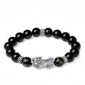 Mystic Guardian Pixiu Obsidian Bracelet in 999 Fine Silver