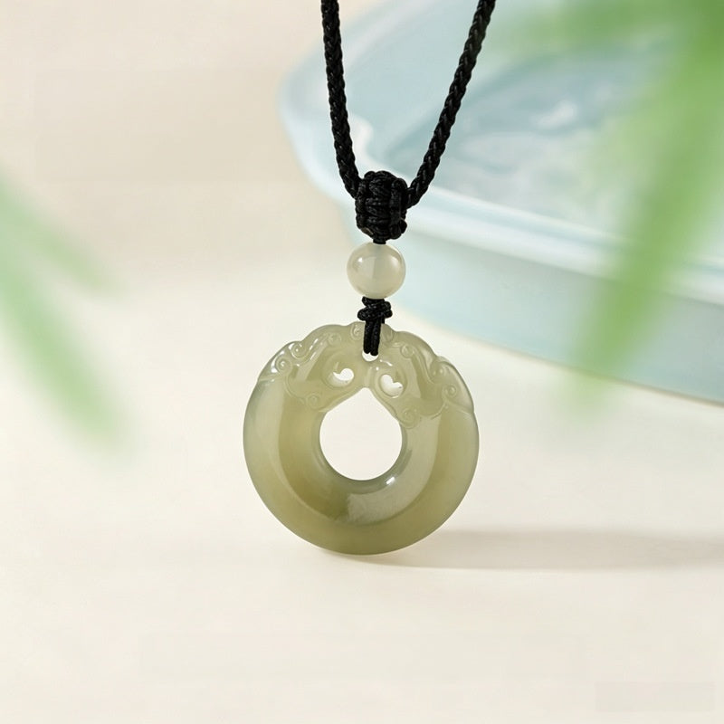 Quiet Fortitude-Pixiu Nephrite Jade Pendant Necklace
