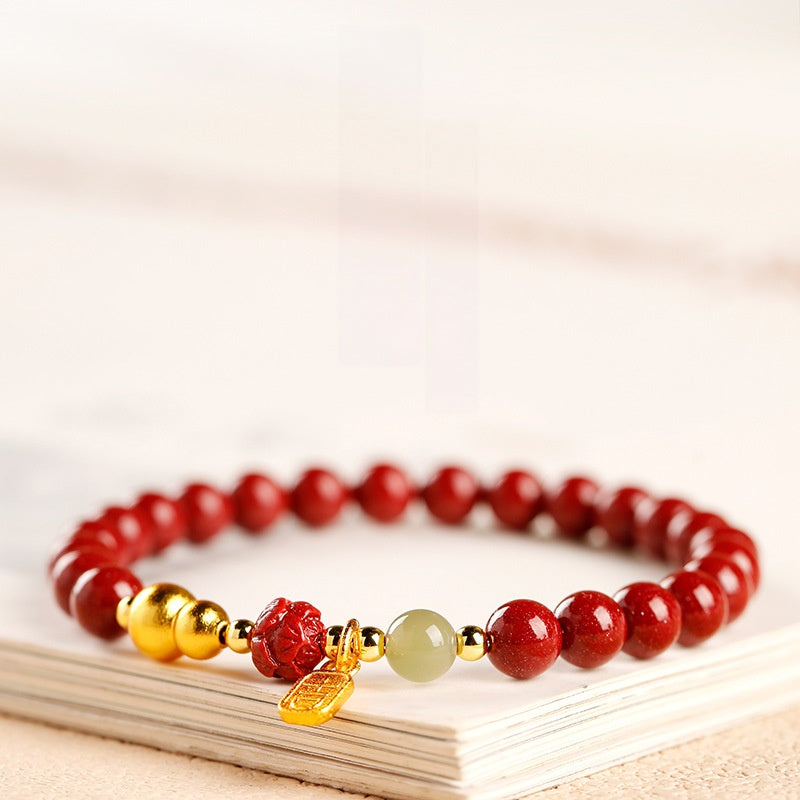 Cinnabar Lotus Jade Bead Bracelet-Poised for Better Turns