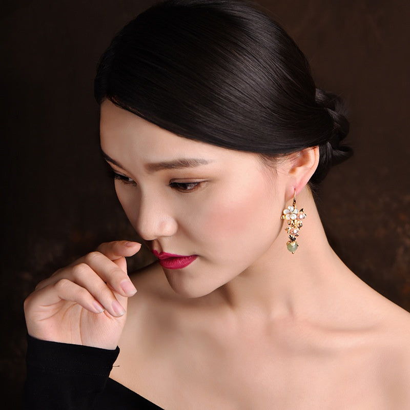 Fortune & Luck Pearl Green Jade Lucky Earring