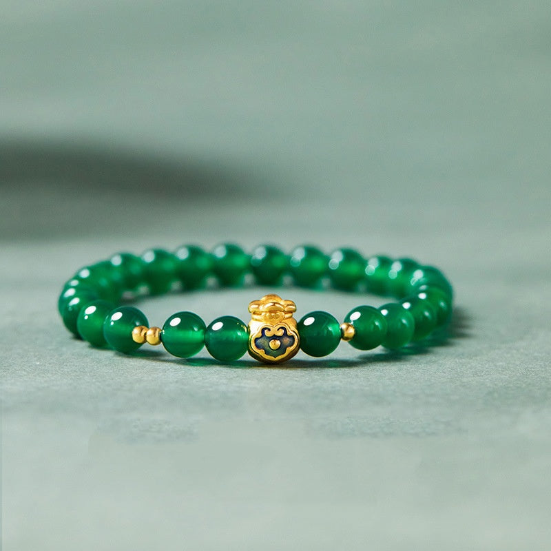 Ruyi Blessing Pouch Chalcedony Bracelet – Serenity, Joy & Good Fortune