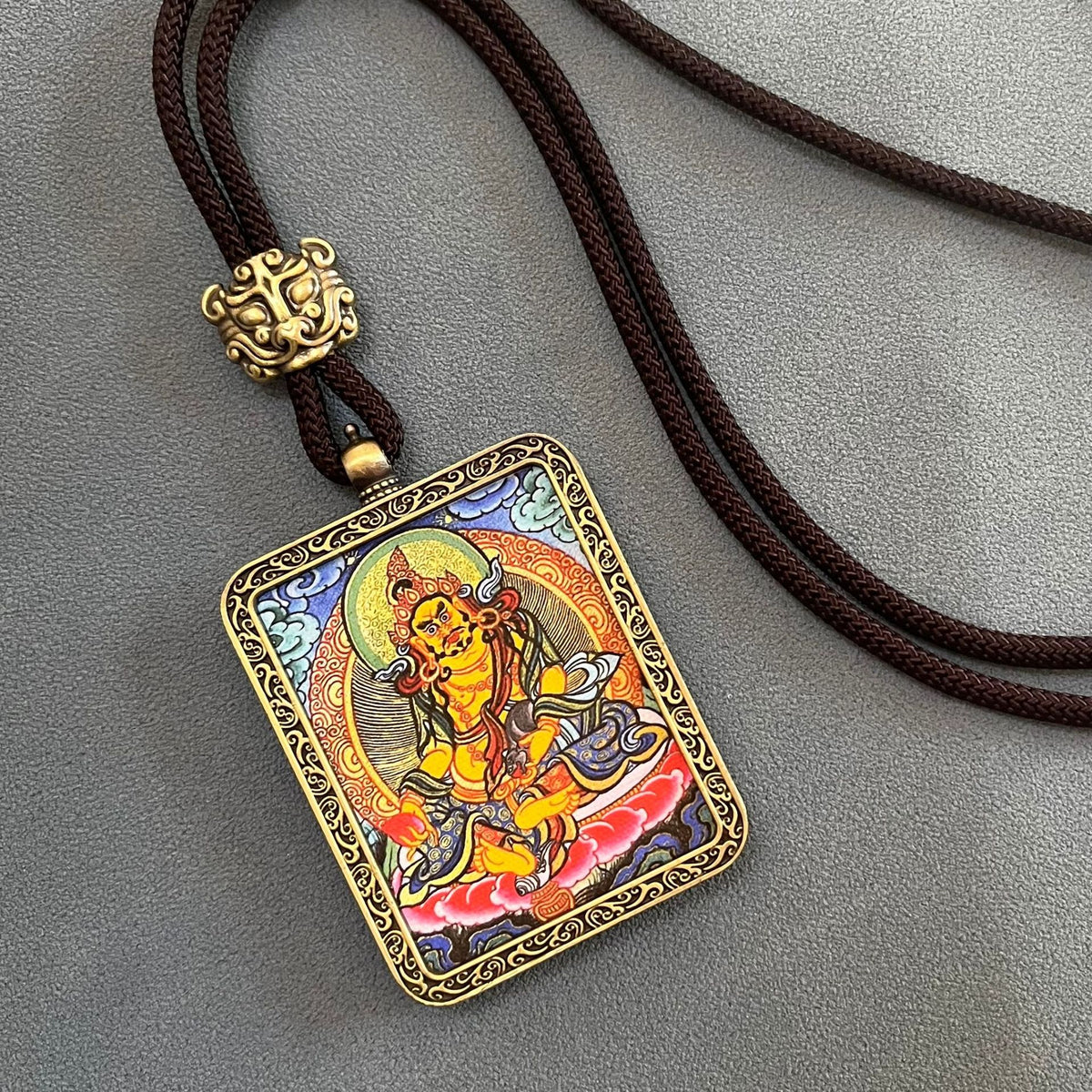 Five Jambhala Thangka Pendant Necklace-Five Paths of Abundance