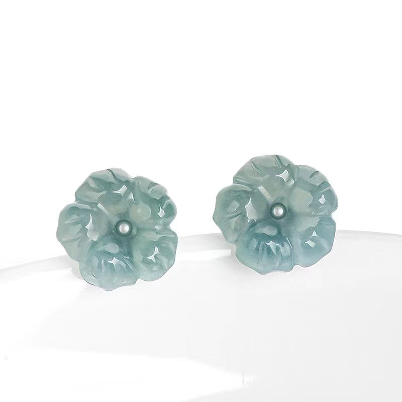 Orchid Jade Studs Earrings-Longevity and Prosperity