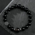 Steady Courage-Lacquered Ebony Bead Obsidian Bracelet