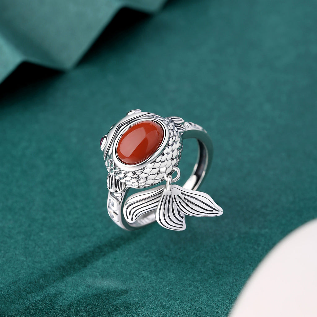Goldfish 925 Sterling Silver Ring-Joyful Abundance