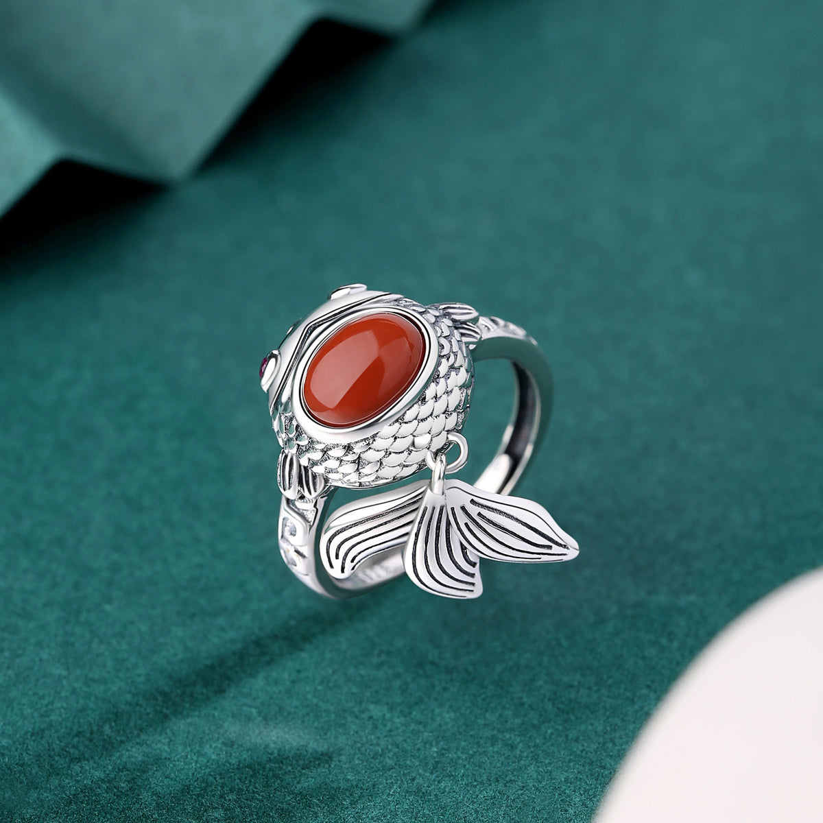 Goldfish 925 Sterling Silver Ring-Joyful Abundance