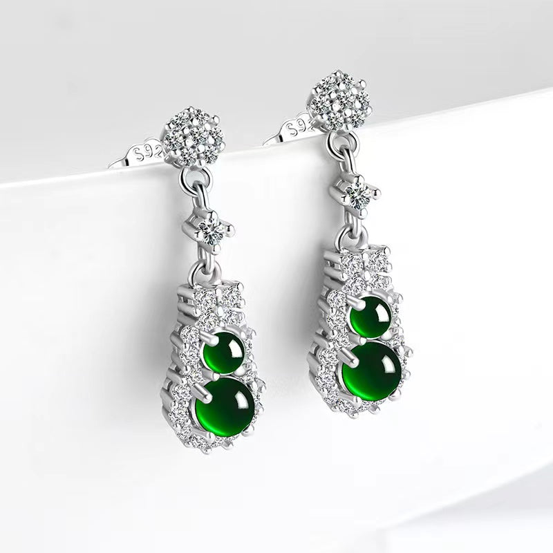 Wulu Green Jade Wealth Earrings