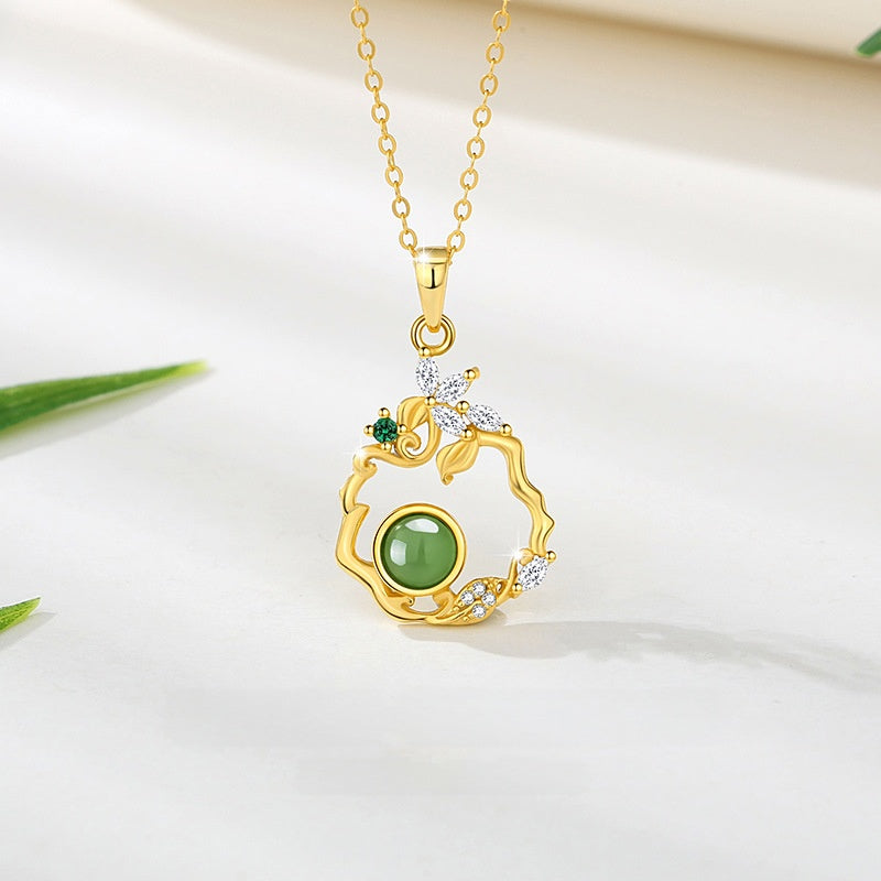 Floral Nephrite Jade Necklace-Beauty & Wholeness