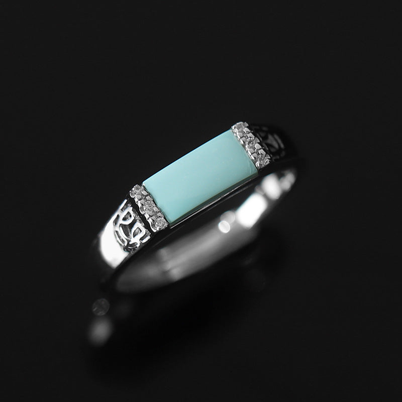 Peaceful Grace-Geometric Turquoise Platinum-Plated 925 Sterling Silver Ring