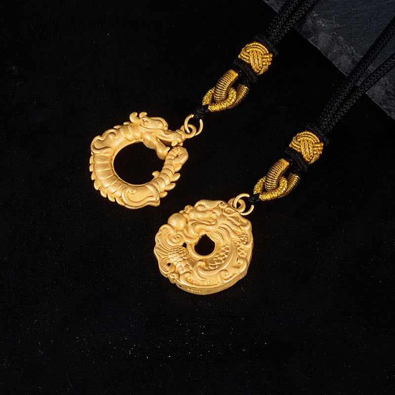 Dragon Gold-Plated Silver Pendant-Quiet Strength
