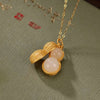 Gold Peanut White Jade Necklace-Good Fortune and Prosperity