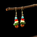 Hetian Jade Amber Five-Stone Earrings-Layered Harmony